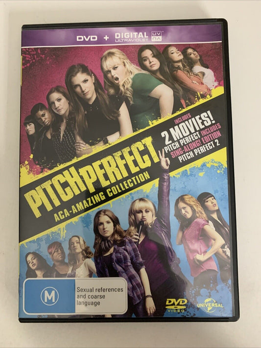 Pitch Perfect / Pitch Perfect 2 (DVD, 2015, 2-Disc Set) Region 4 &2