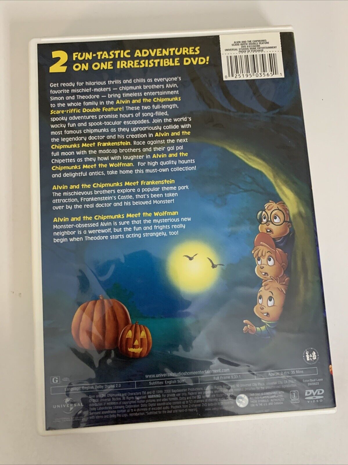 Alvin and the Chipmunks Meet Frankenstein / Meet Wolfman (DVD, 2001) Region 1