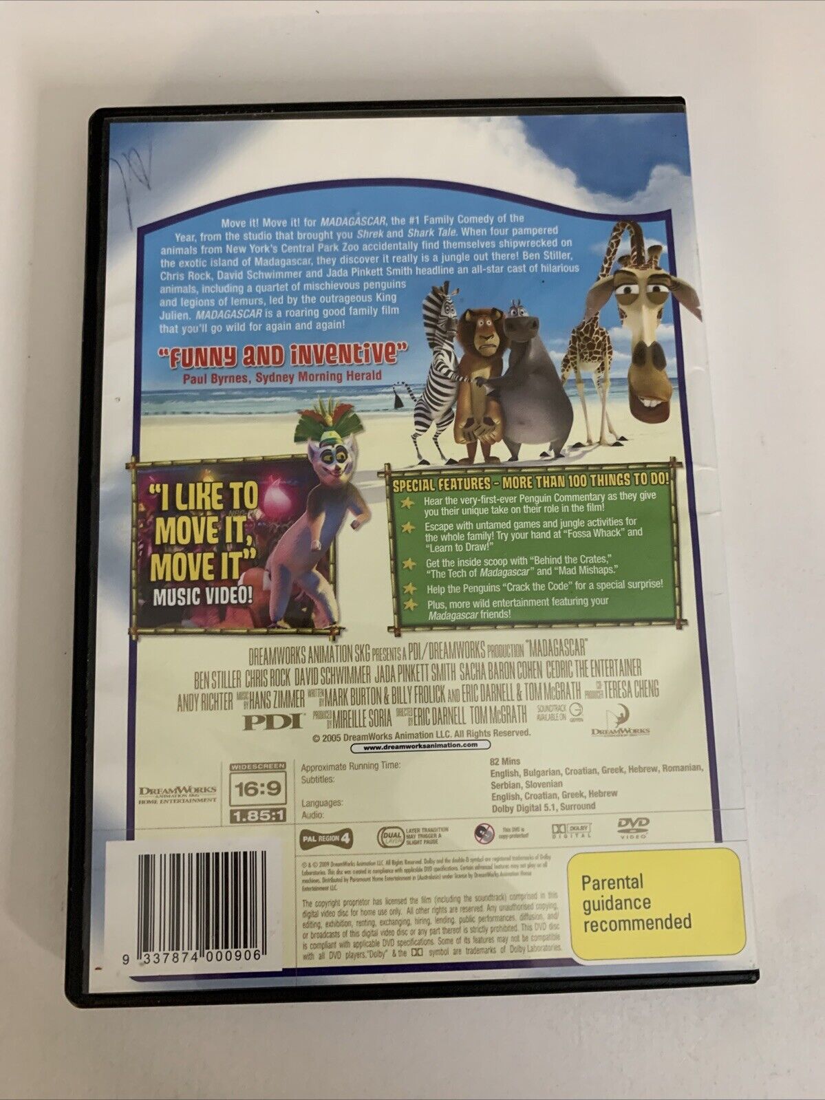 Madagascar (DVD, 2005) DreamWorks Animation Region 4