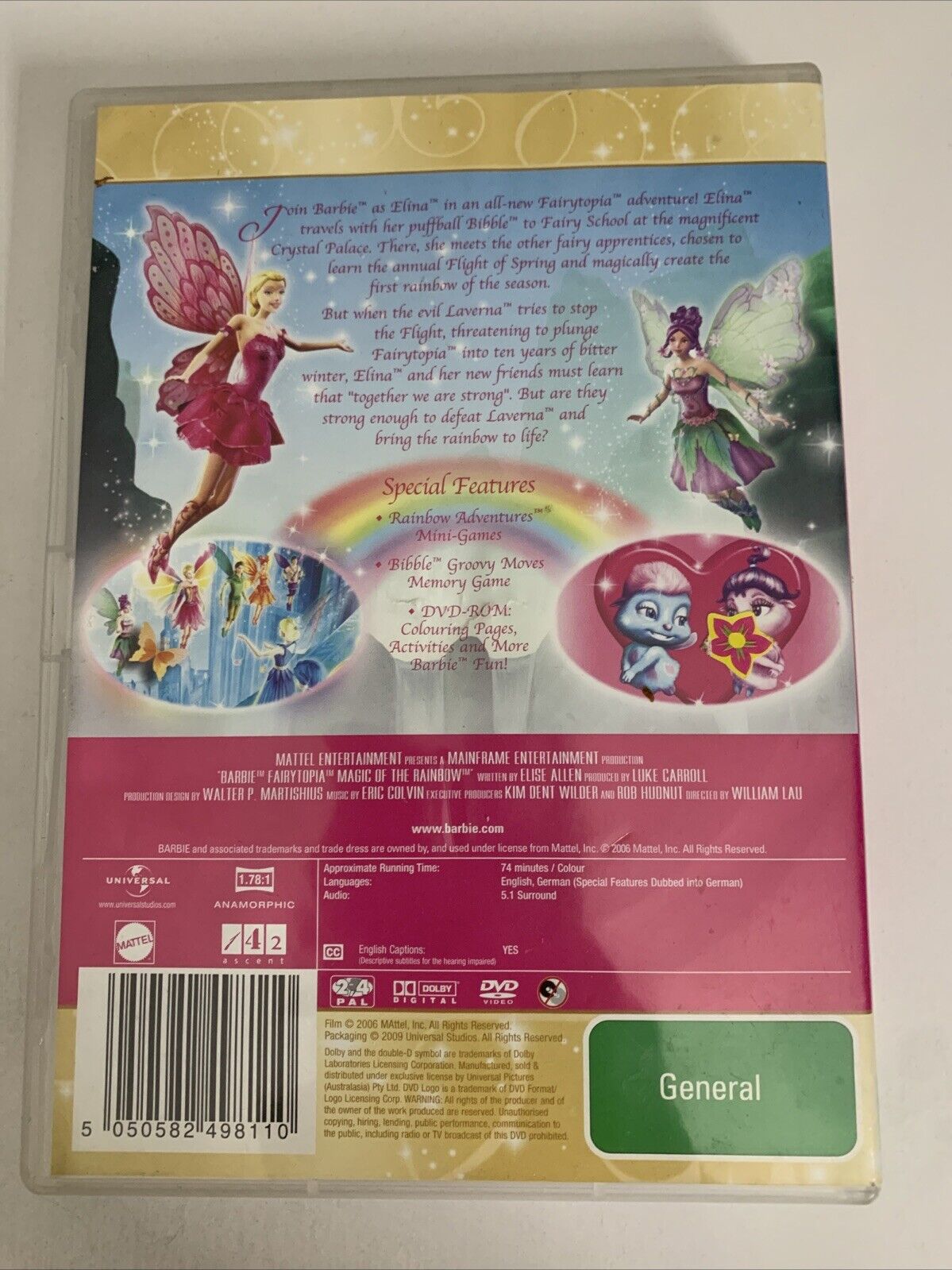 Barbie Magic Of The Rainbow (DVD, 2007) Animation  Region 4