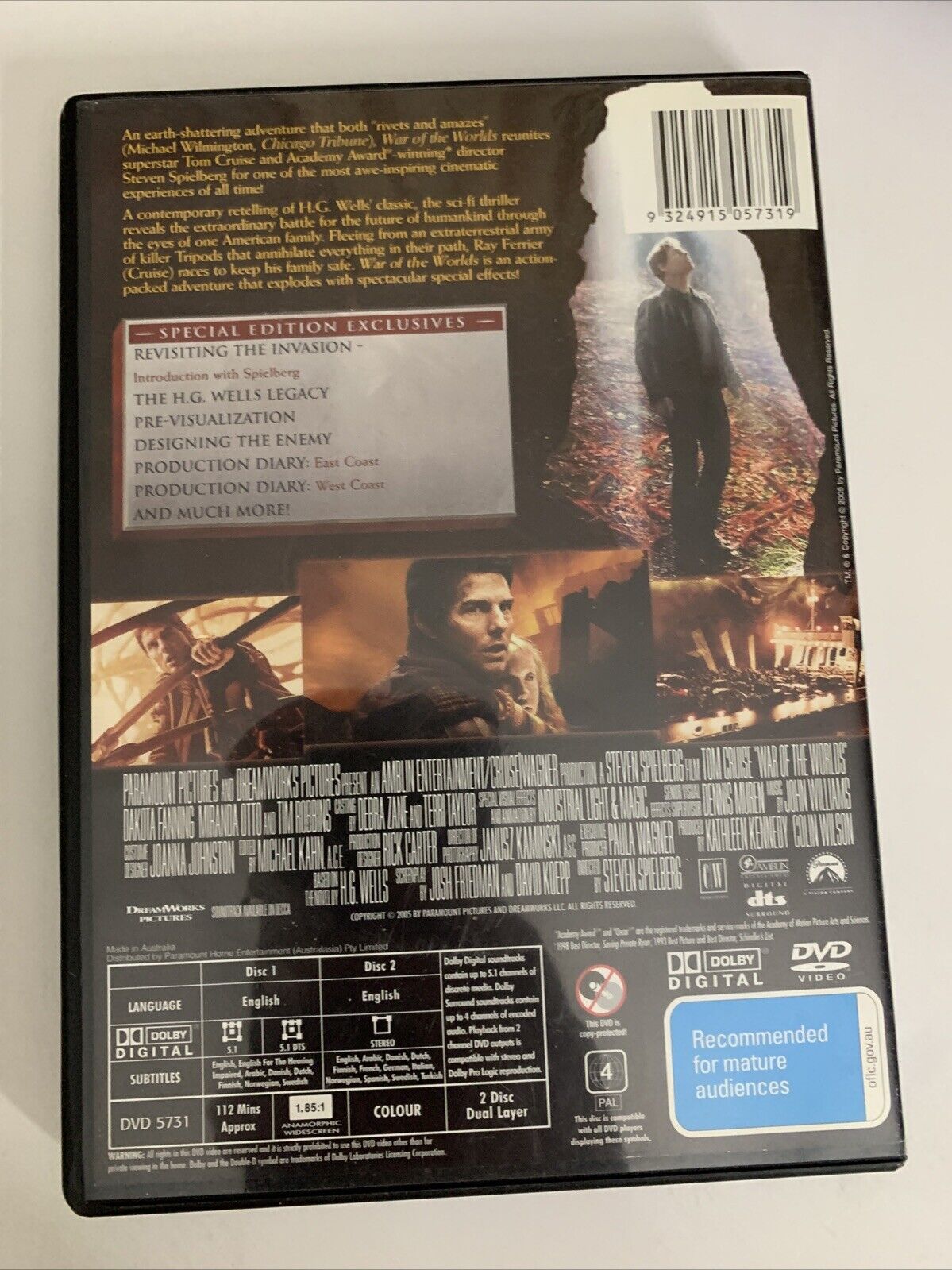 The War Of The Worlds (DVD, 2005, Special Edition) Tom Cruise Region 4