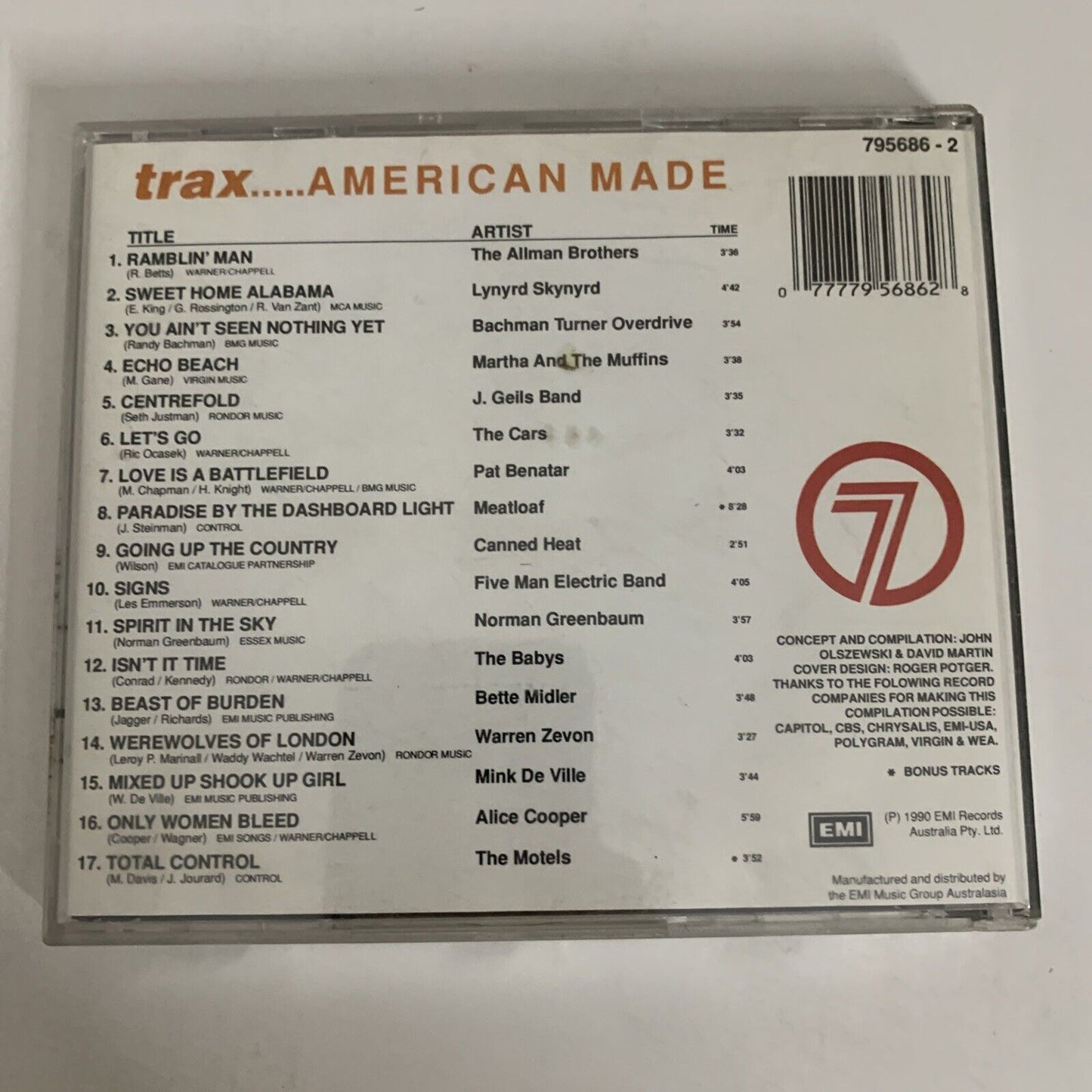Trax... American Made (CD, 1990) EMI Records