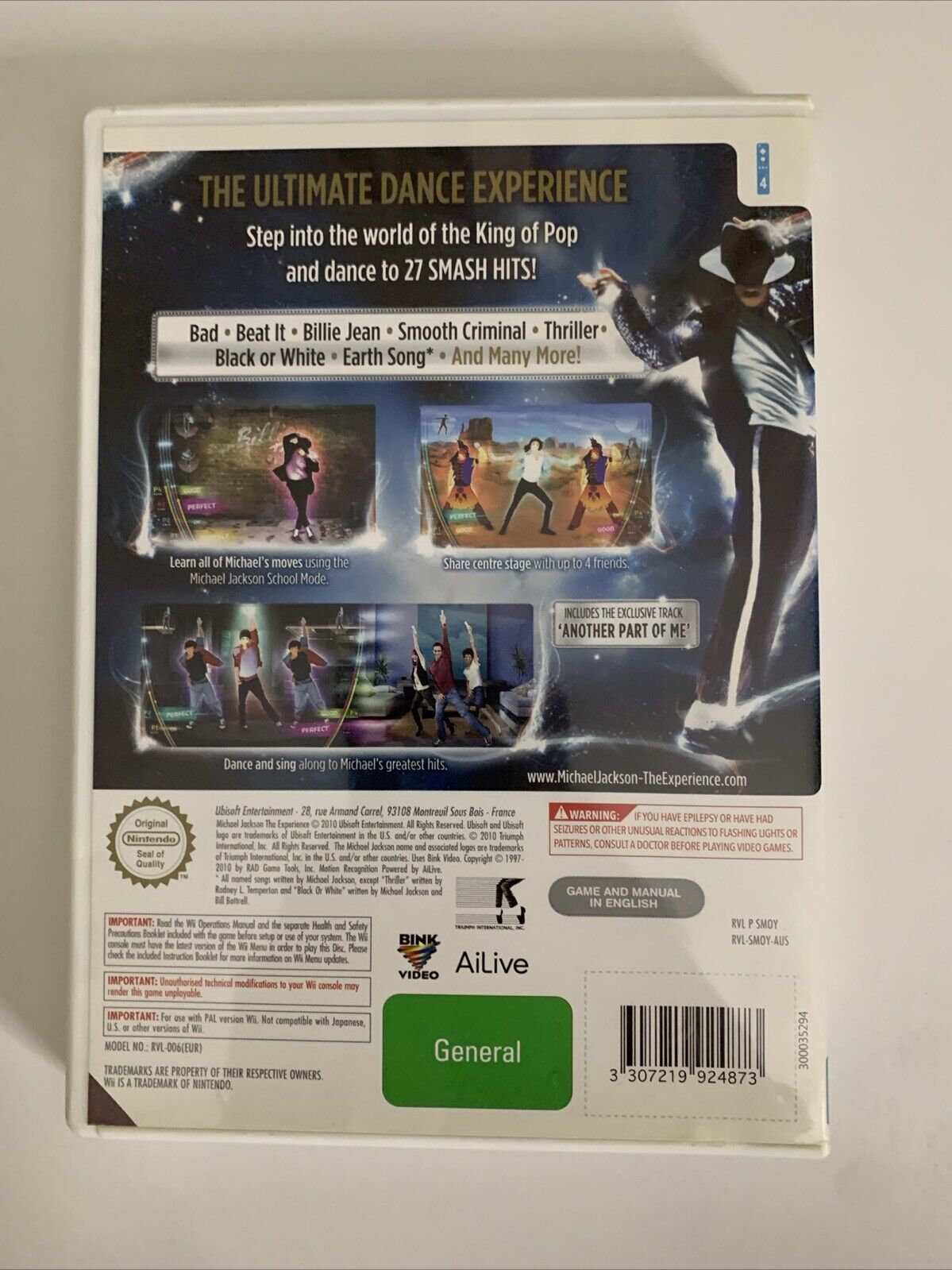 Michael Jackson : The Experience 2010 Nintendo Wii PAL Music Game Complete