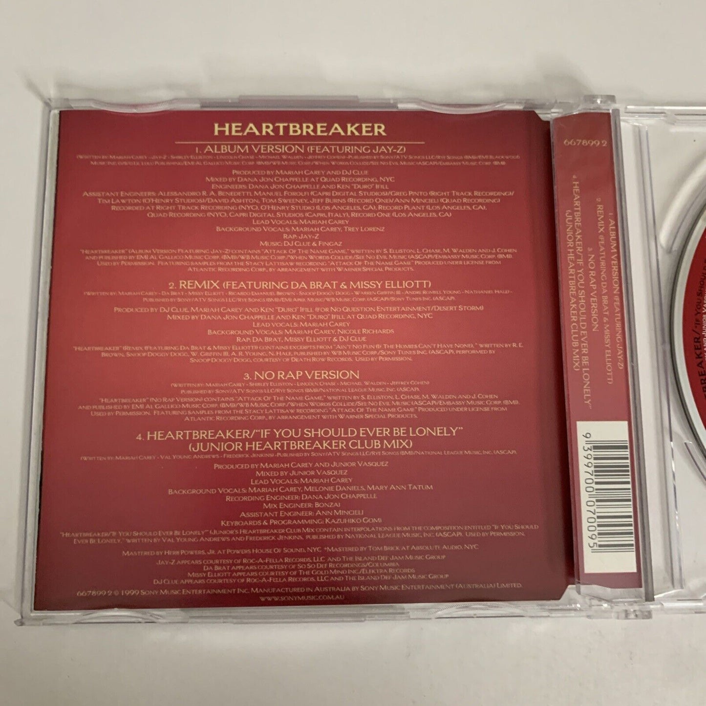 Mariah Carey – Heartbreaker (CD, 1999) Single