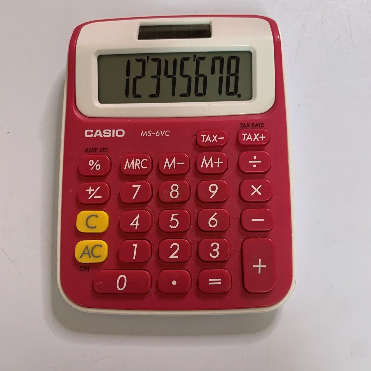 Casio MS-6VC Tax Calculator Solar Powered 10 Digits Red