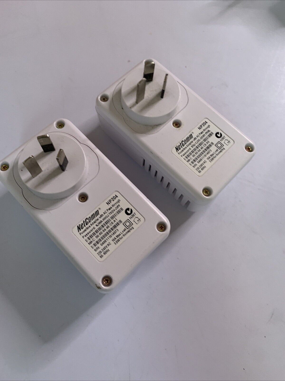 2x Netcomm NP204 Powerline Network Adaptor with AC Passthrough