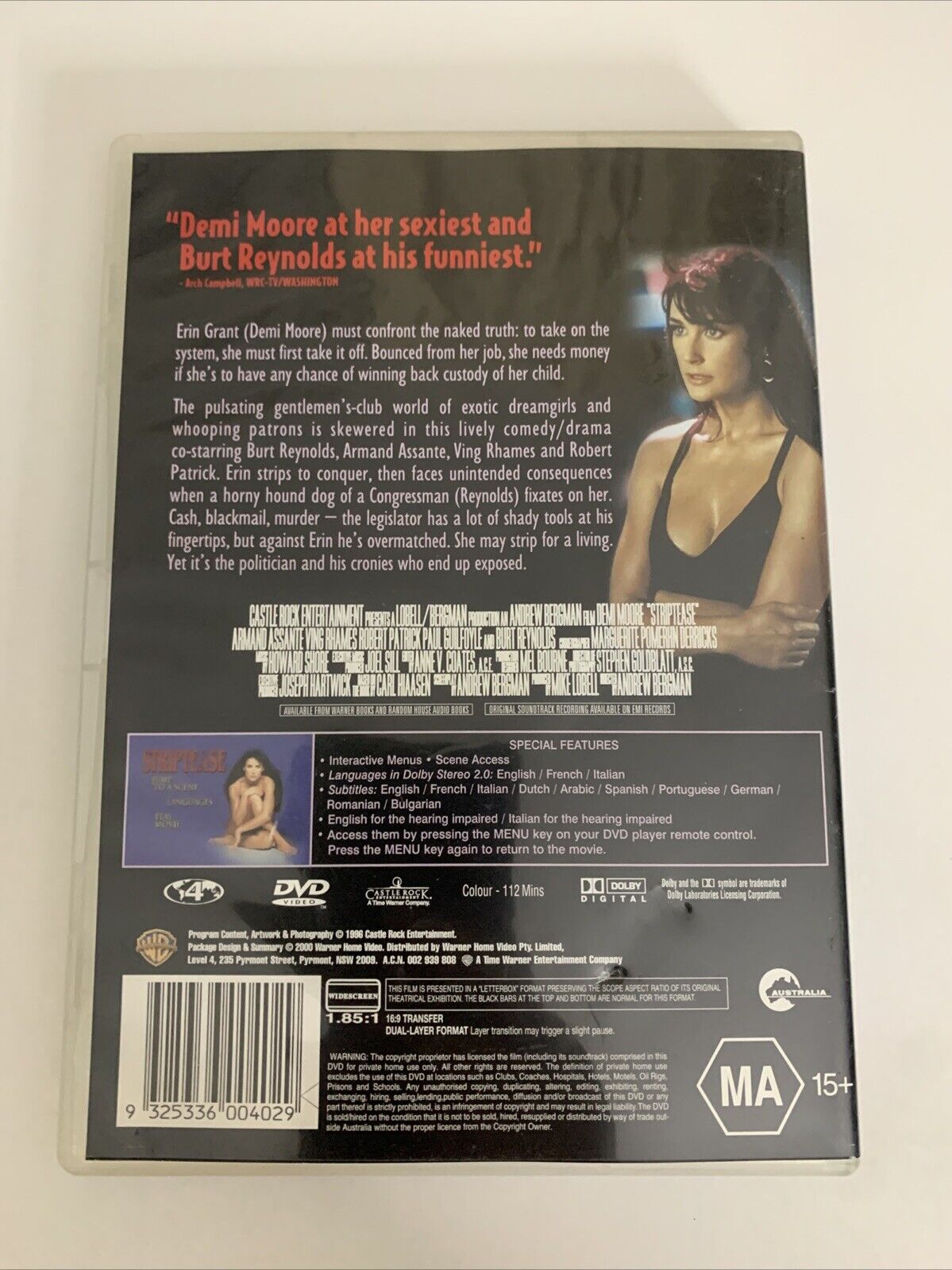 Striptease (DVD, 1996) Demi Moore  Region 4