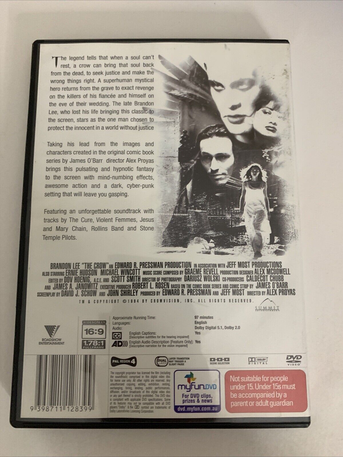 The Crow (DVD, 1994) Brandon Lee  Region 4