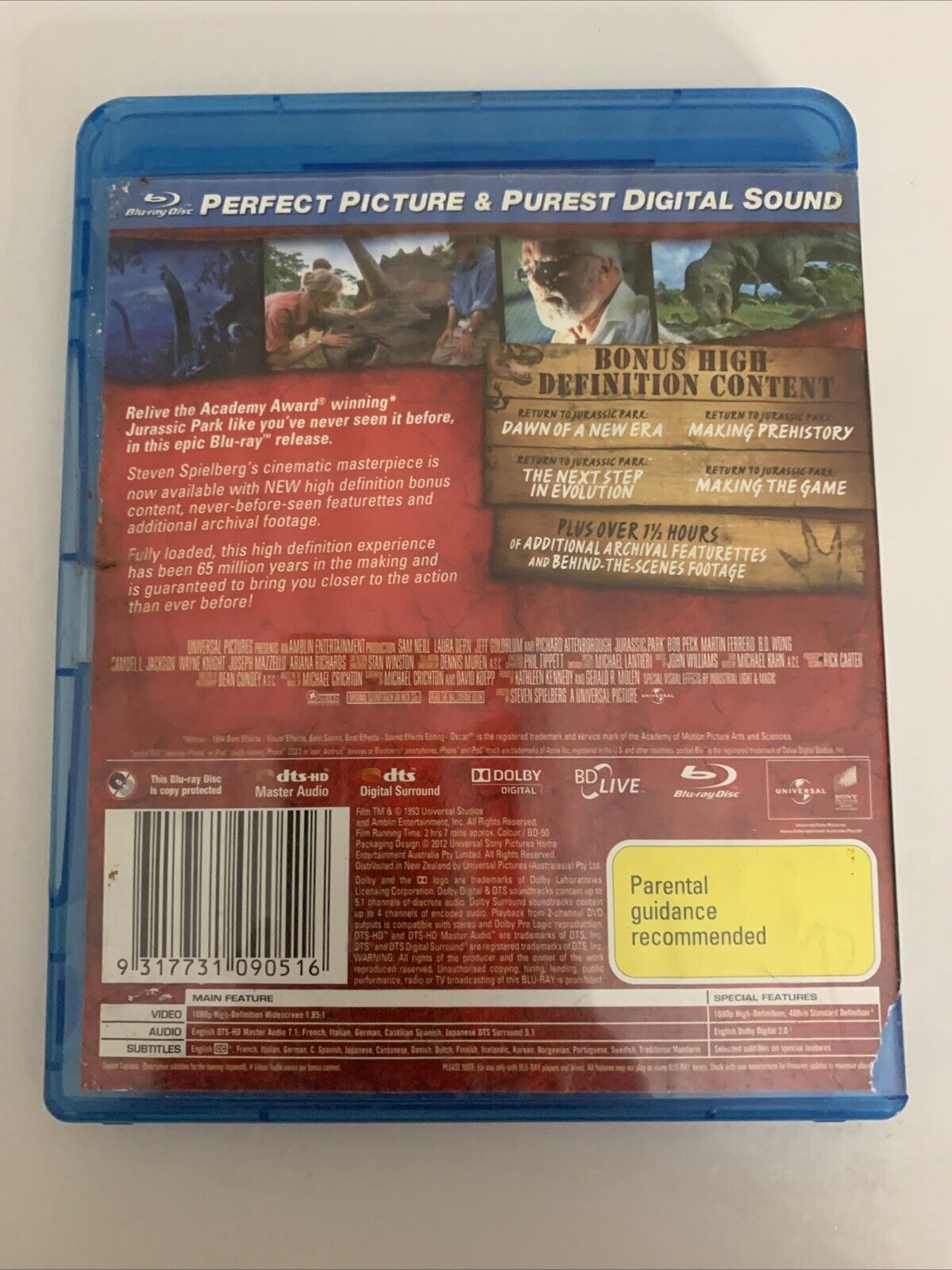 Jurassic Park (Blu-ray, 1993) Sam Neil, Jeff Goldblum  Region B
