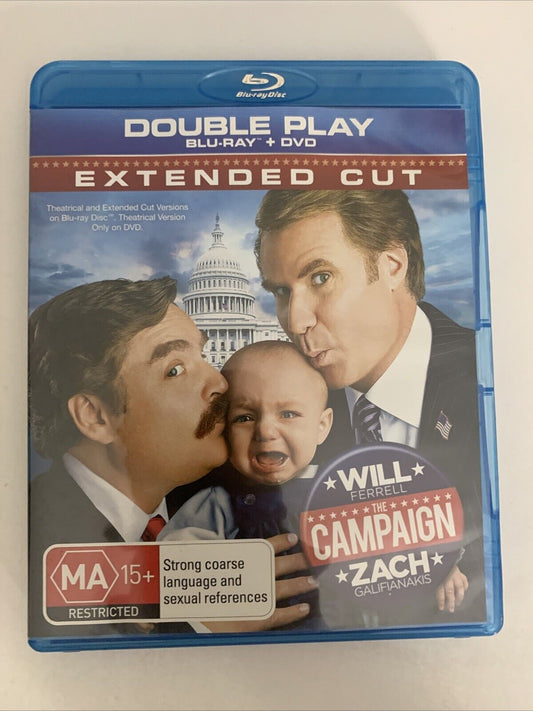 The Campaign : Extended Cut (Blu-ray + DVD, 2012) Will Ferrell, Zach Galifianaki