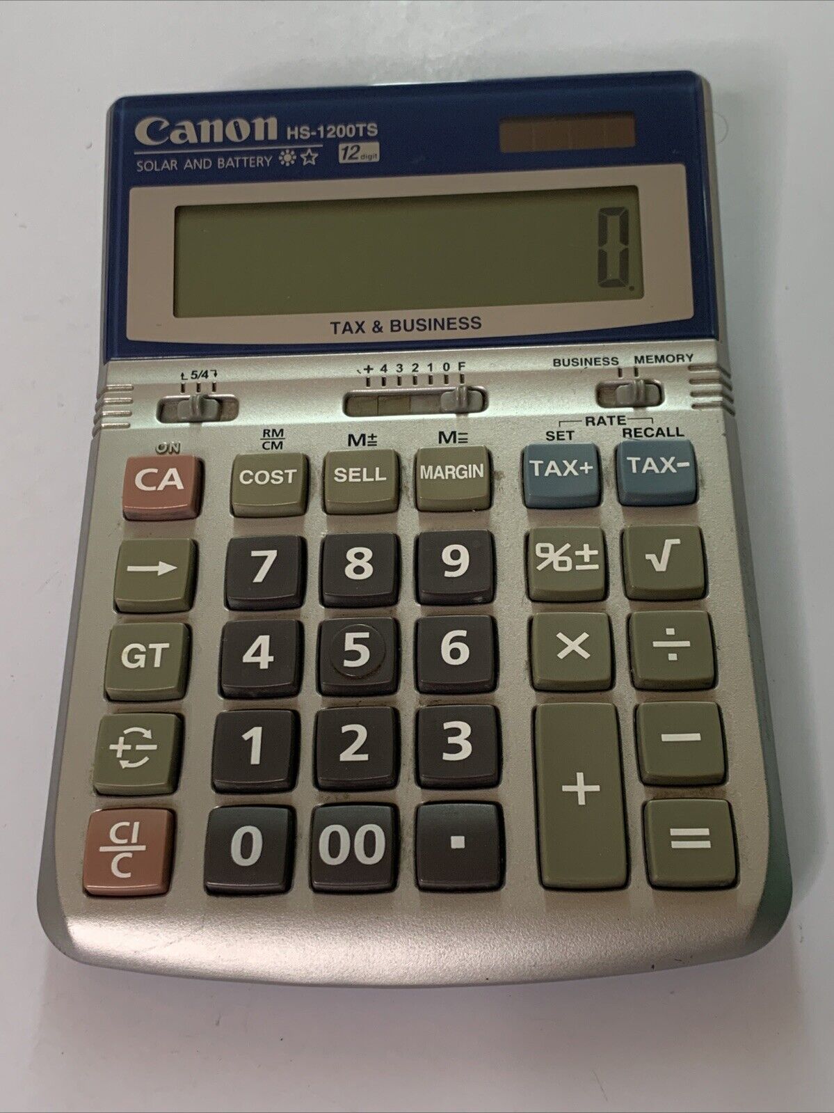 Canon HS-1200TS 12 Digit Tax & Business Calculator Dual Power Solar & Battery