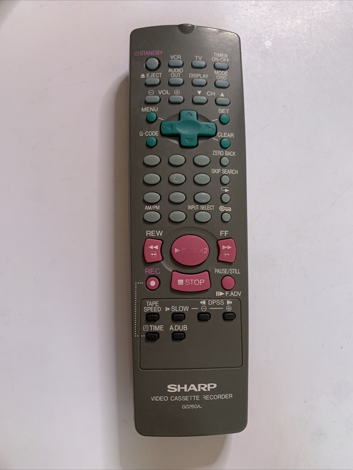 Genuine Sharp VCR Remote Control G0260AJ For Sharp VHS Players  *Missing Lid
