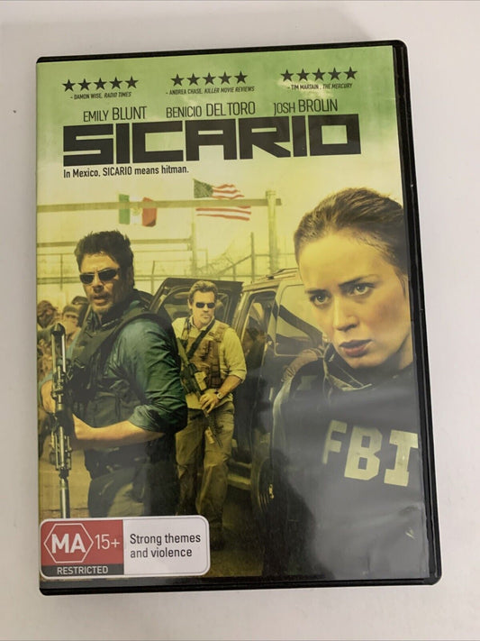 Sicario (DVD, 2015) Emily Blunt, Josh Brolin, Benicio del Toro  Region 4