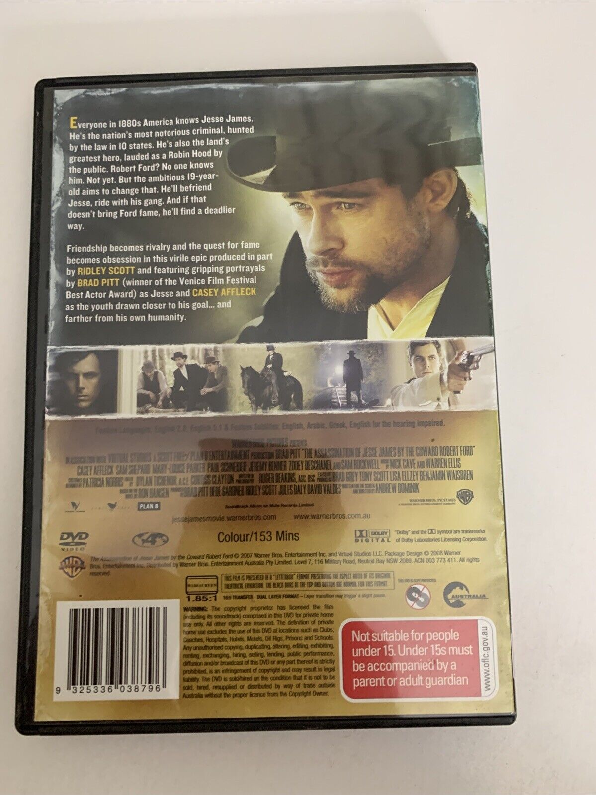 The Assassination of Jesse James by the Coward Robert Ford (DVD, 2007) Brad Pitt
