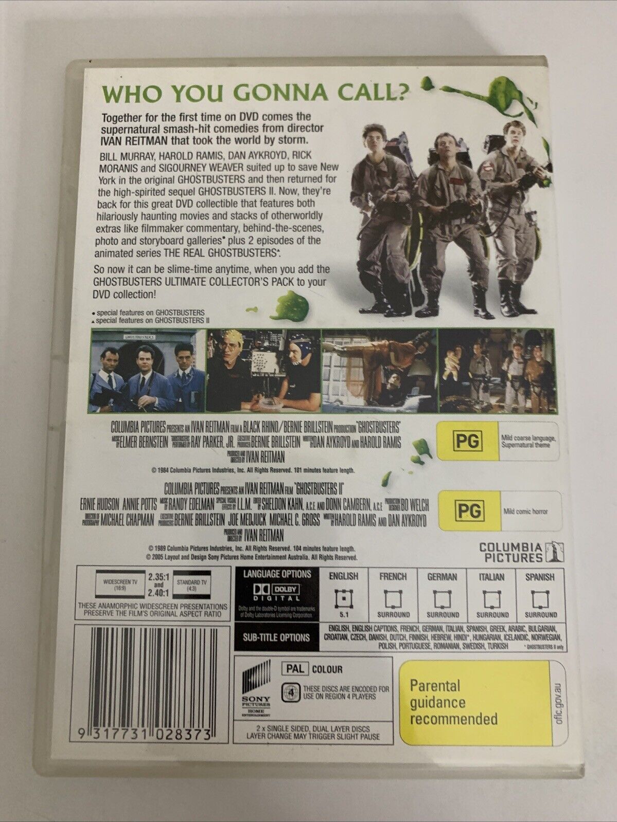 Ghostbusters 1 & 2 (DVD, 1984, 2-Disc) Bill Murray, Dan Aykroyd, Harold Ramis