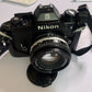 Nikon EM 35mm Film Camera SLR Nikon Series E 50mm 1:1.8 Lens Made in Japan