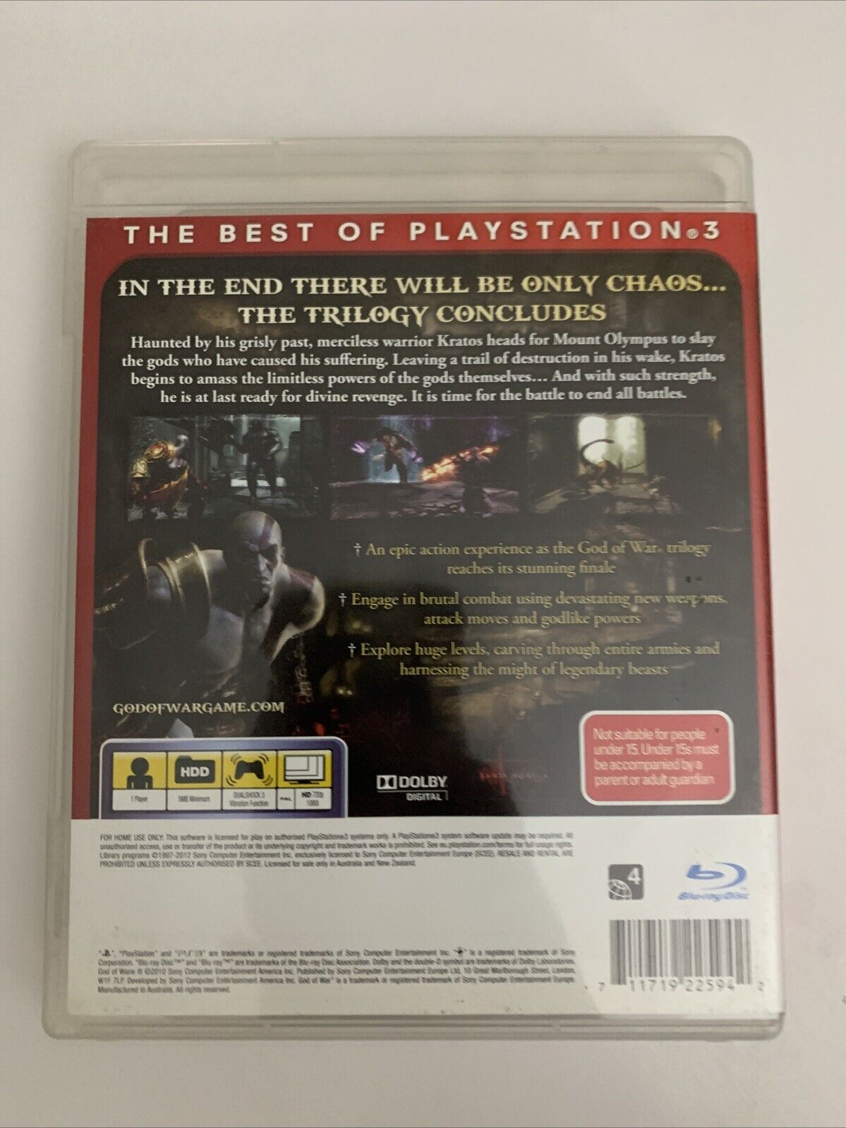 God of War III 3 PS3 Sony PlayStation 3 Action Game Complete