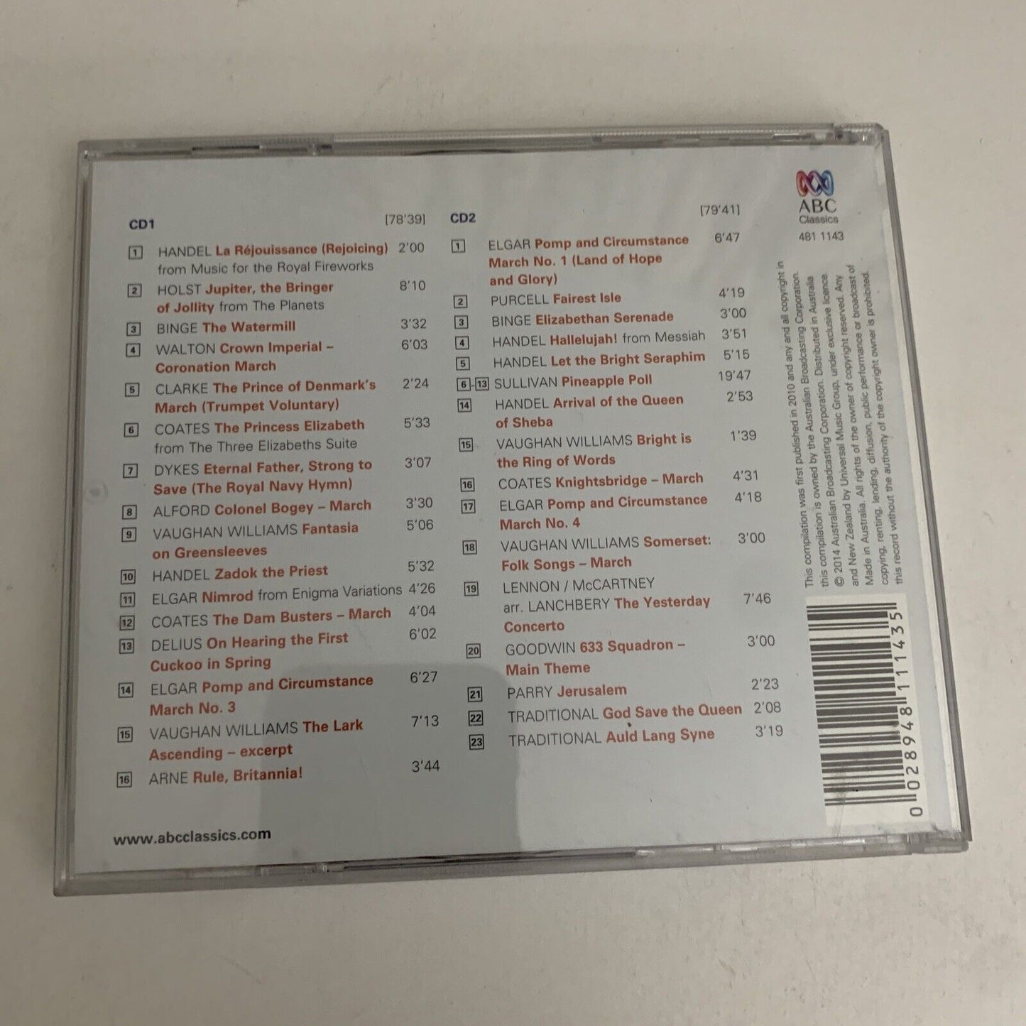 Great British Anthems  (CD, 2015, 2-Disc) ABC Classics Album