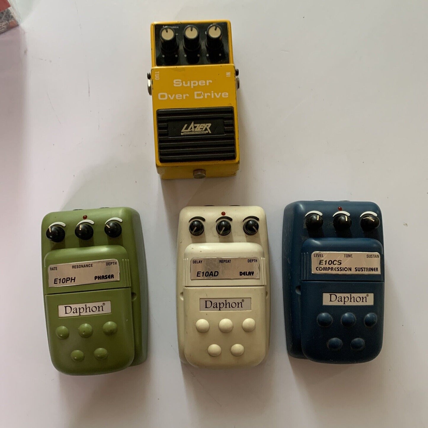 4x Guitar Pedals Vintage Lazer Super Over Drive Daphon *Untested For Parts