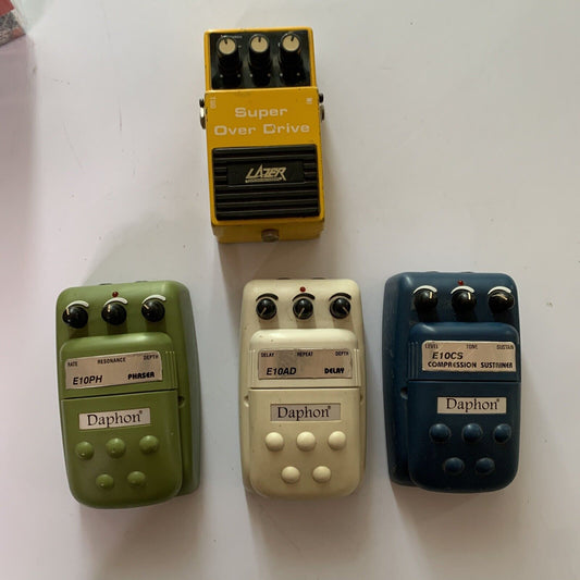 4x Guitar Pedals Vintage Lazer Super Over Drive Daphon *Untested For Parts