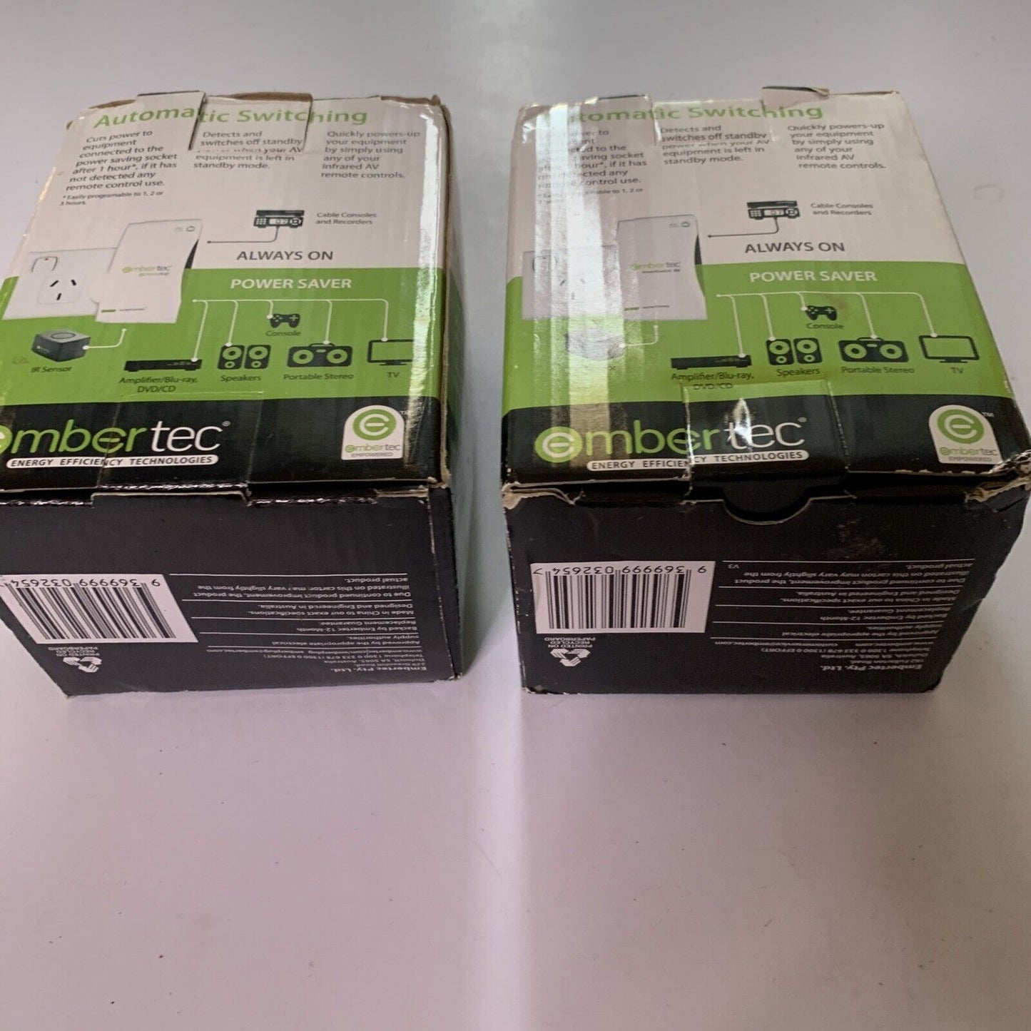 2x Embertec Emberplug AV-ET-01 Smart Power Saver Saving Plug