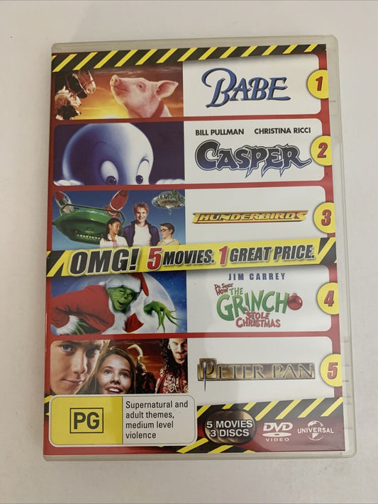 Babe / Casper / Thunderbirds / How The Grinch Stole Christmas / Peter Pan DVD