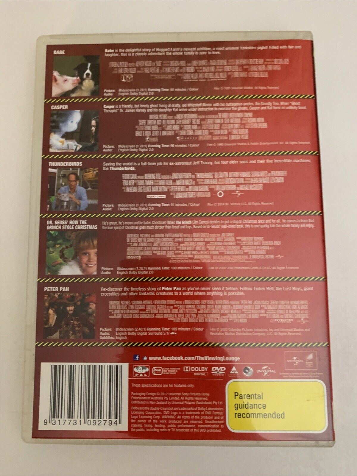 Babe / Casper / Thunderbirds / How The Grinch Stole Christmas / Peter Pan DVD