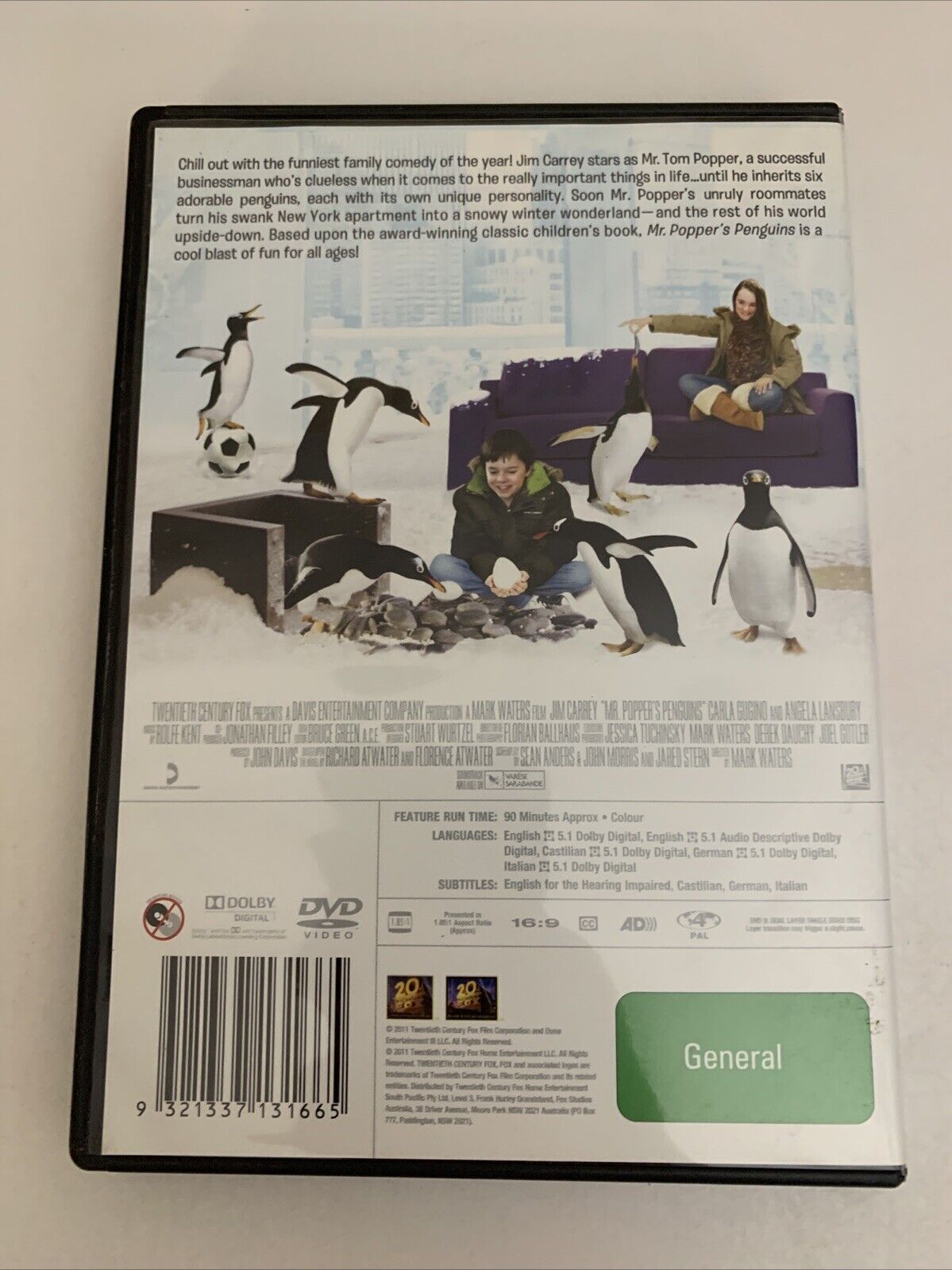 Mr. Popper's Penguins (DVD, 2011) Jim Carrey  Region 4