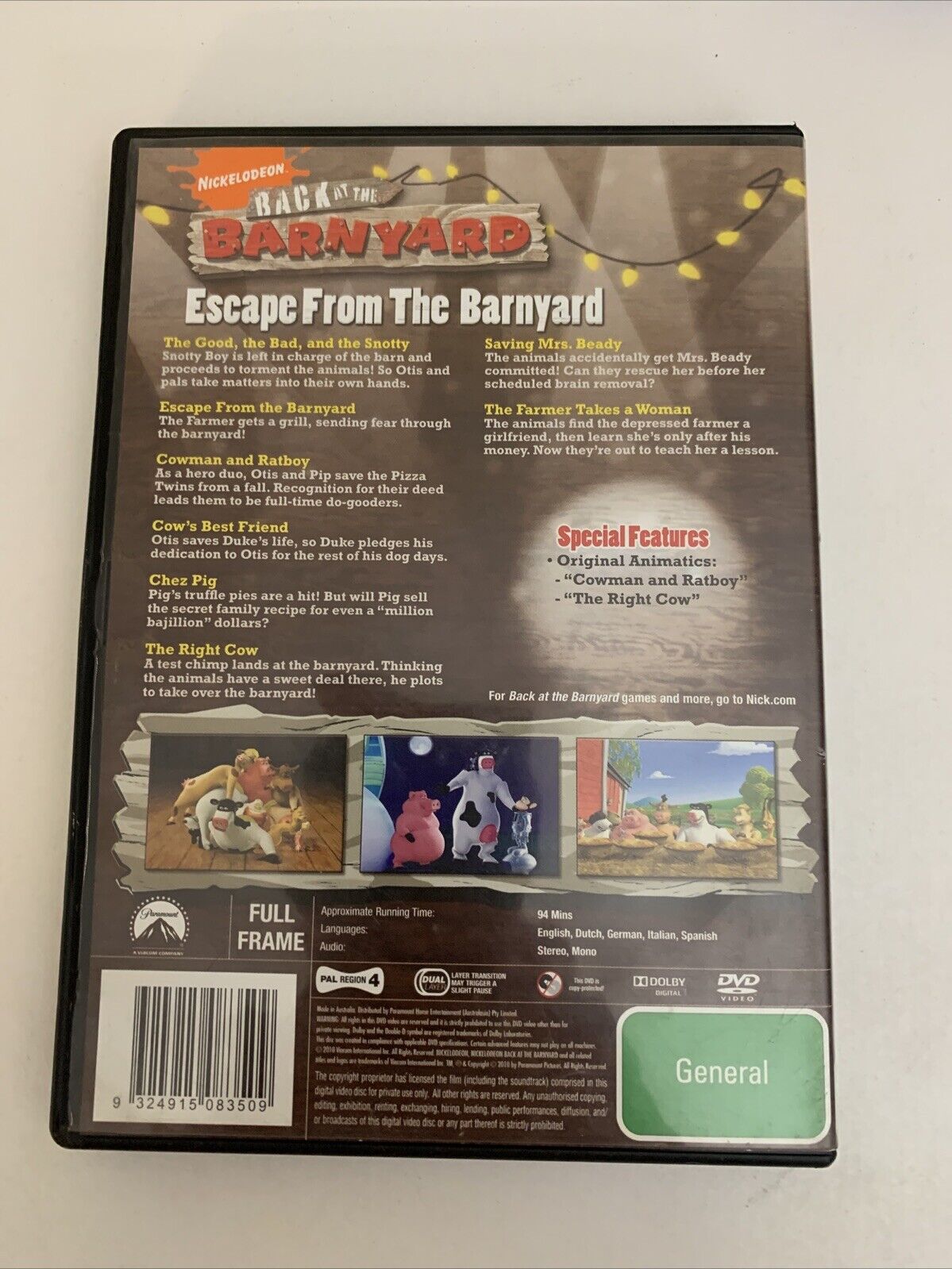 Back At The Barnyard : Escape From The Barnyard (DVD, 2009) Animation Region 4