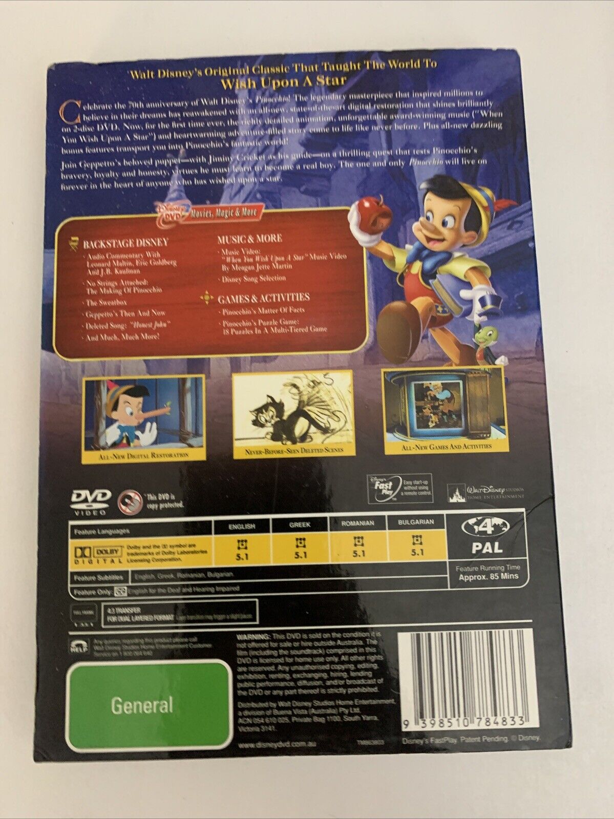 Pinocchio : Disney 70th Anniversary Platinum Edition (DVD, 1940) Animation