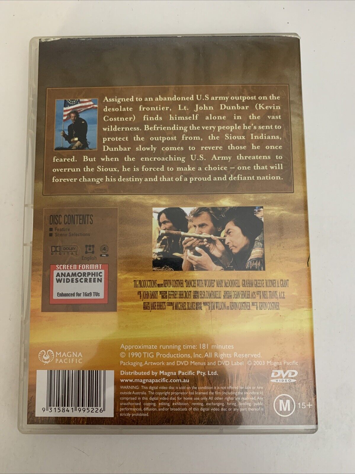 Dances With Wolves (DVD, 1990) Kevin Costner  Region 4