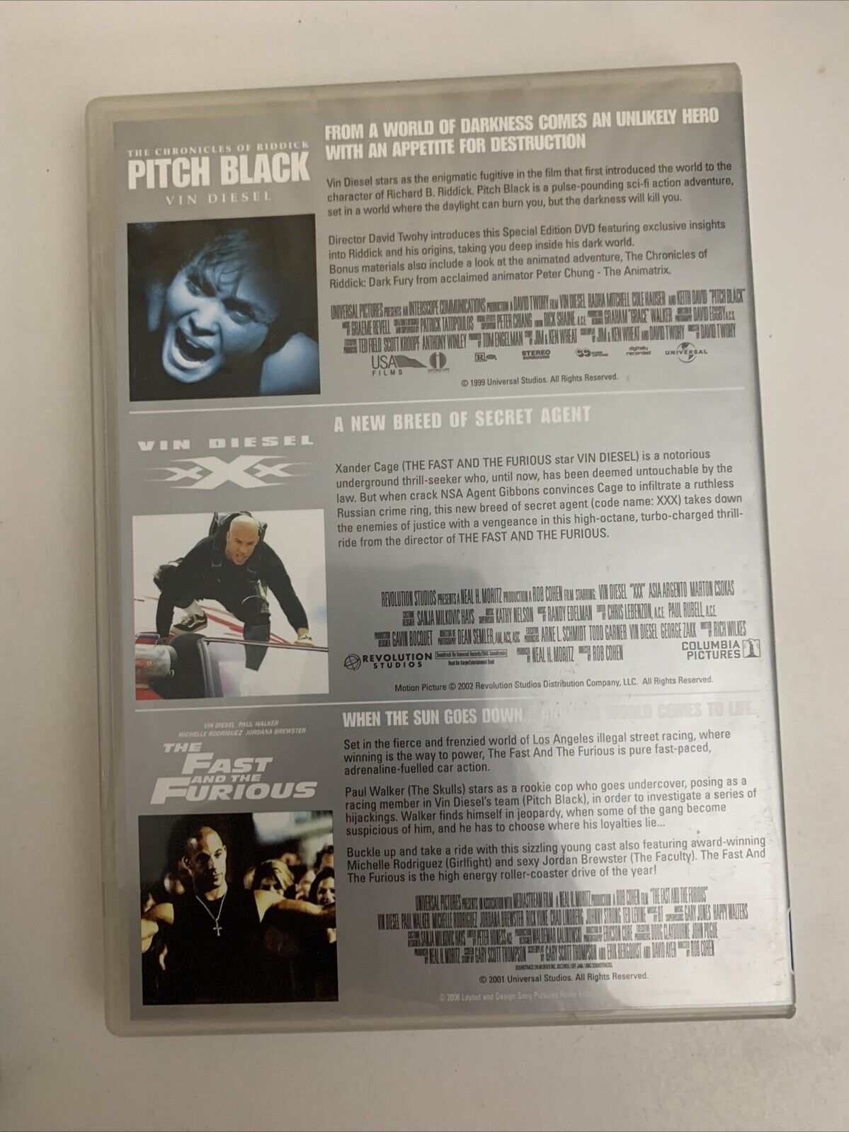 Pitch Black / XXX / Fast And The Furious (DVD, 2000, 3-Disc) Region 4