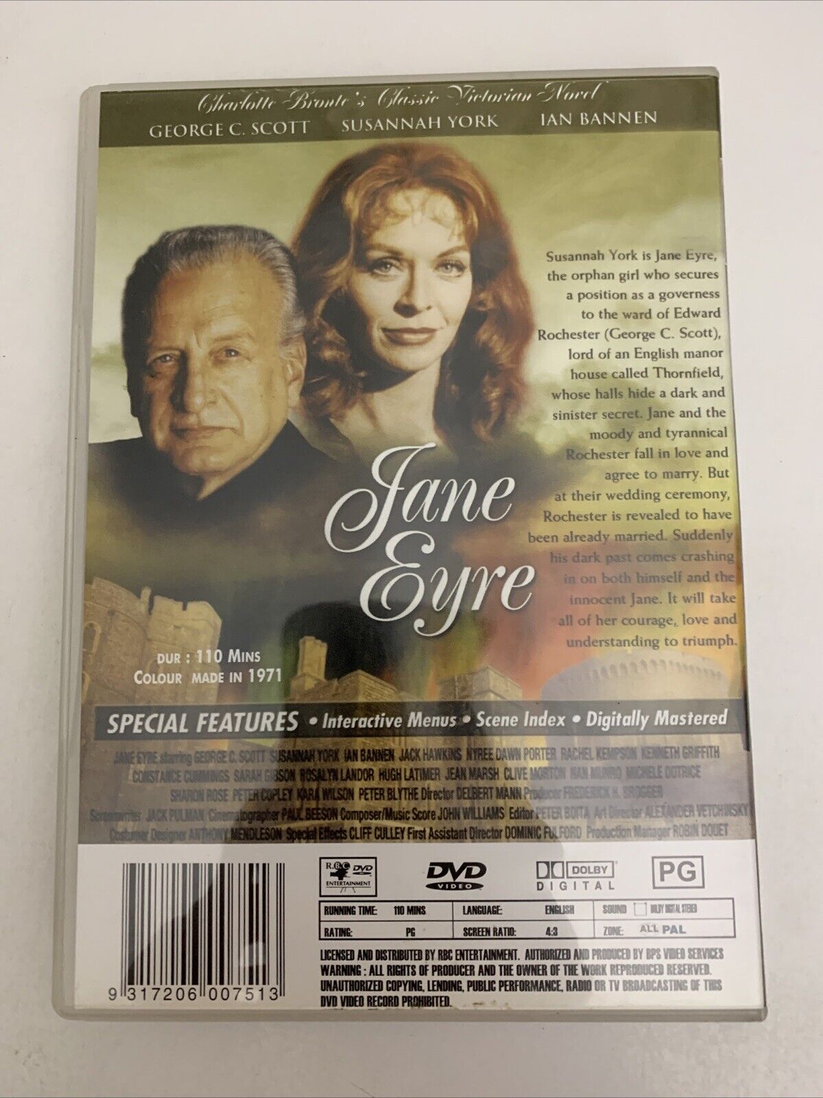 Jane Eyre (DVD , 1970) George C. Scott, Susannah York Region 4