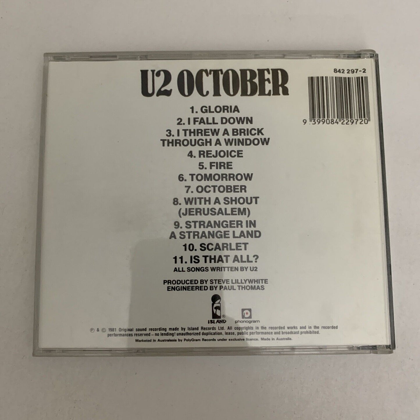 October by U2 (CD, 1990) Album