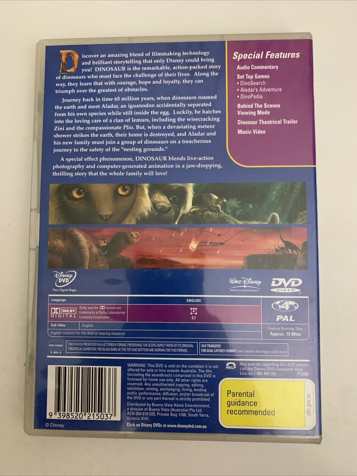 Dinosaur (DVD, 2000) Disney Animation Movie Region 4