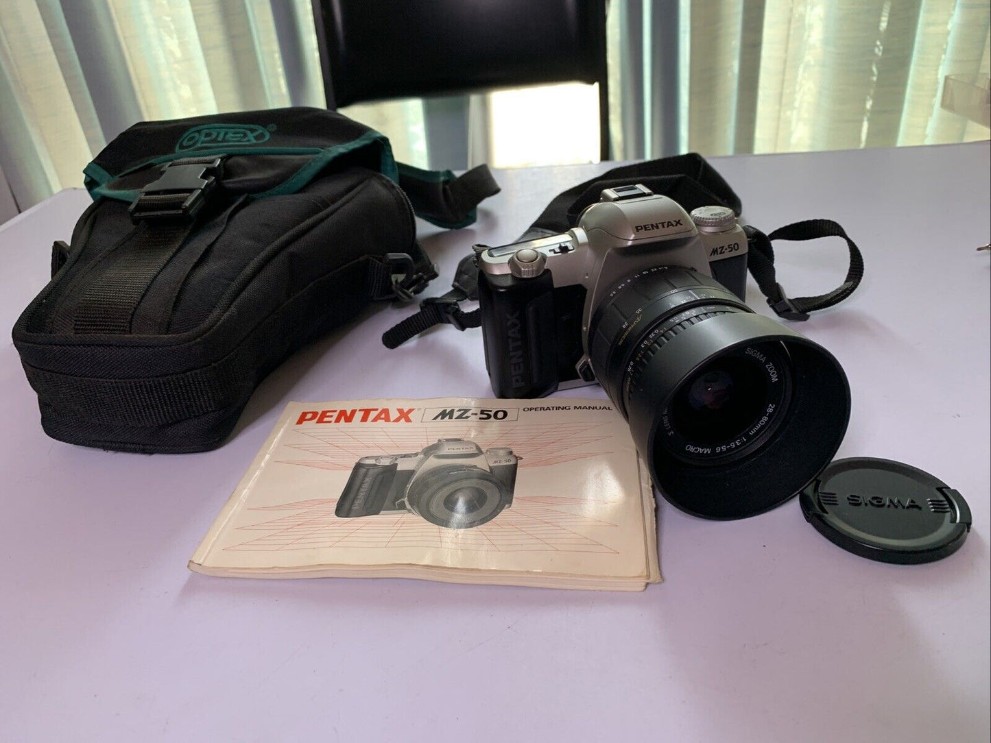 Pentax MZ-50 35mm Film Camera Sigma Zoom Lens 28-80mm Bag & Manual