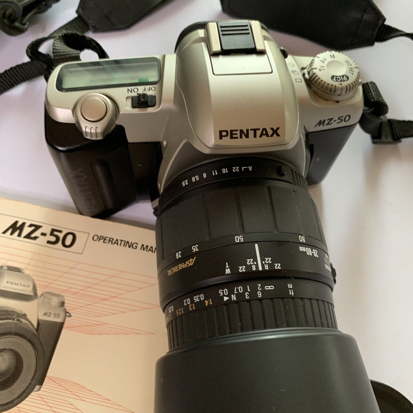 Pentax MZ-50 35mm Film Camera Sigma Zoom Lens 28-80mm Bag & Manual