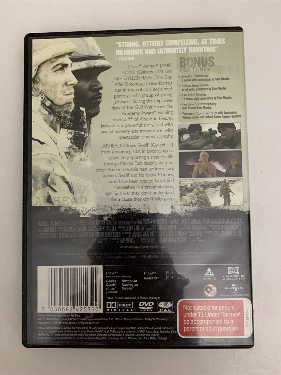 Jarhead (DVD, 2005) Jamie Foxx, Chris Cooper, Jake Gyllenhaal Region 4 &2