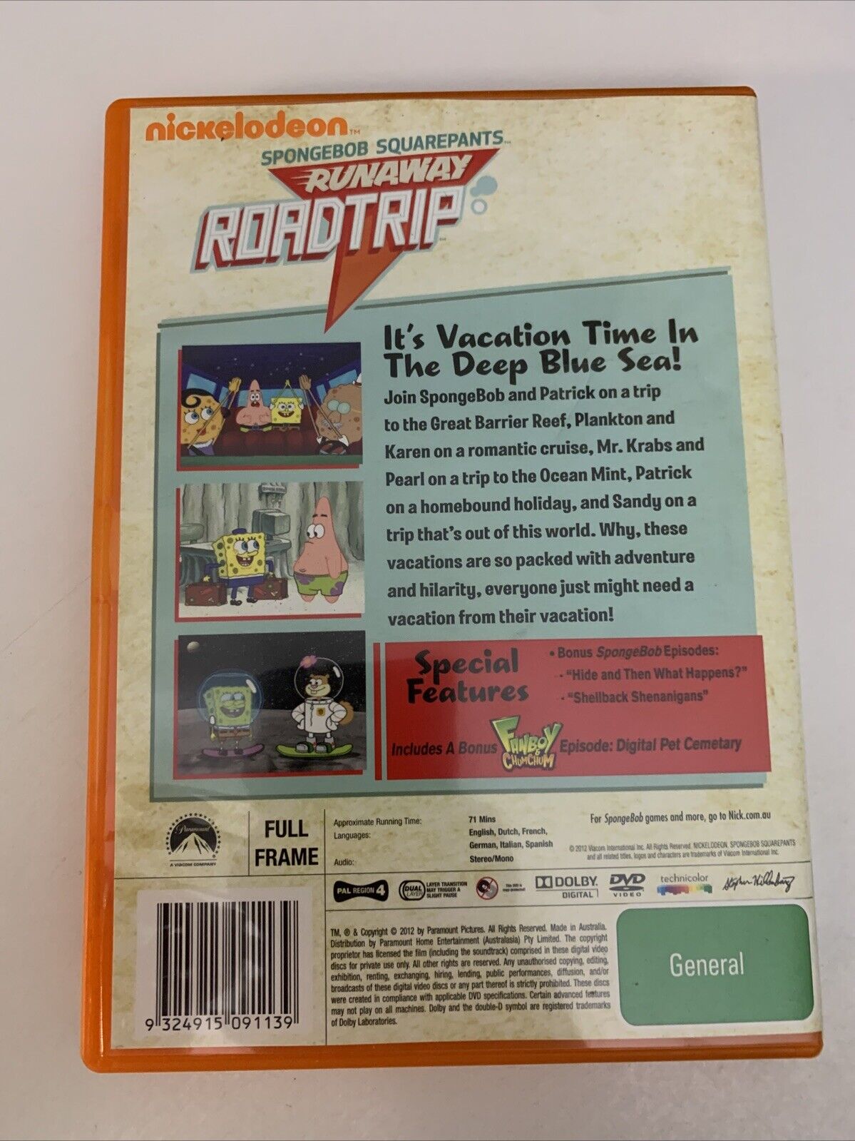 SpongeBob SquarePants : SpongeBob's Runaway Roadtrip (DVD, 2011) Region 4