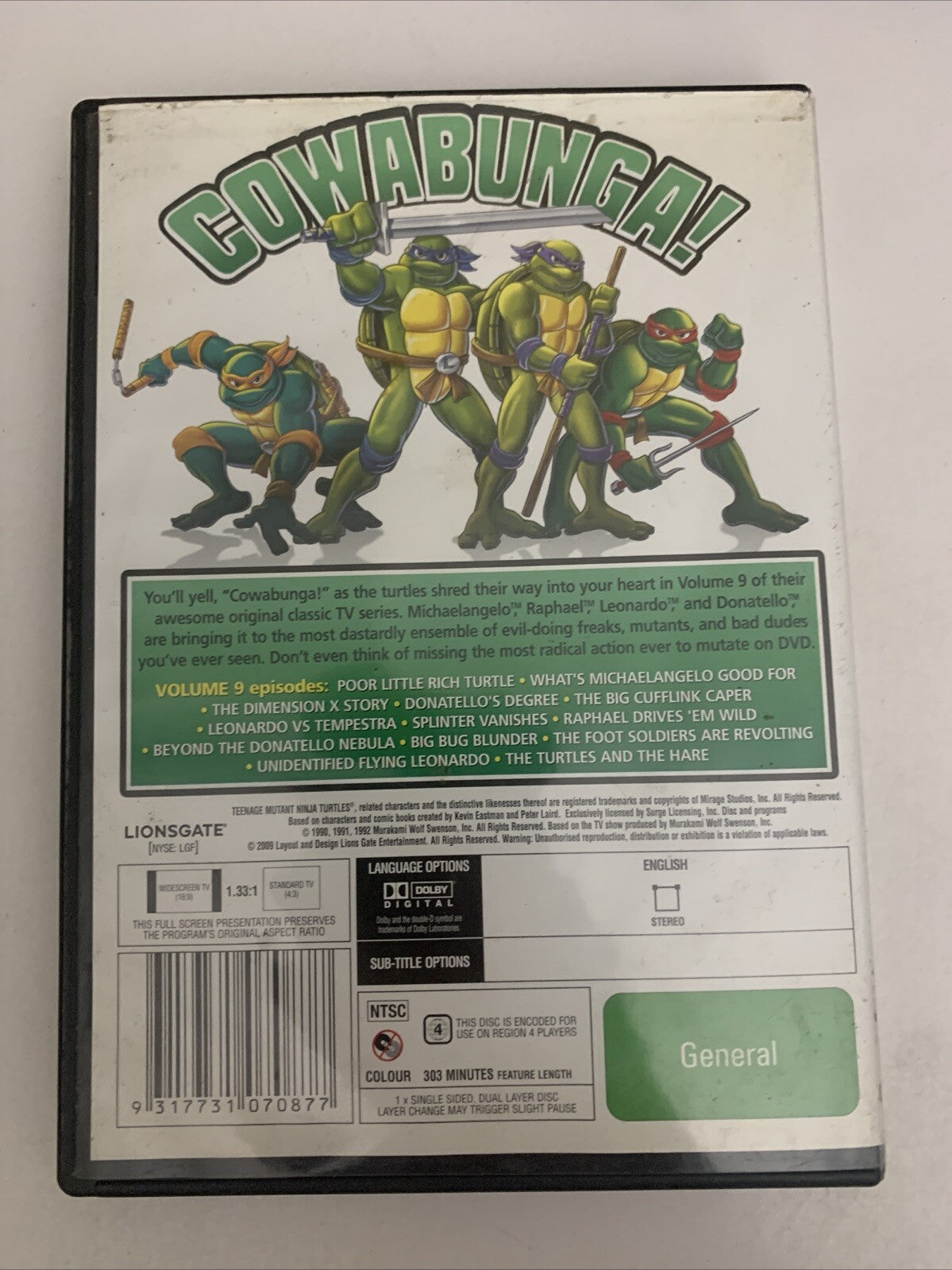 Teenage Mutant Ninja Turtles Original TV Series: Volume 9 (DVD, 2006)  Region 4