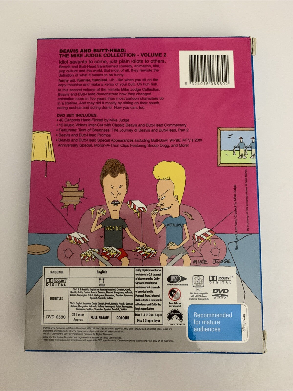 Beavis And Butt-Head Volume 2 (DVD, 1993, 3-Disc Set) Animation Region 4