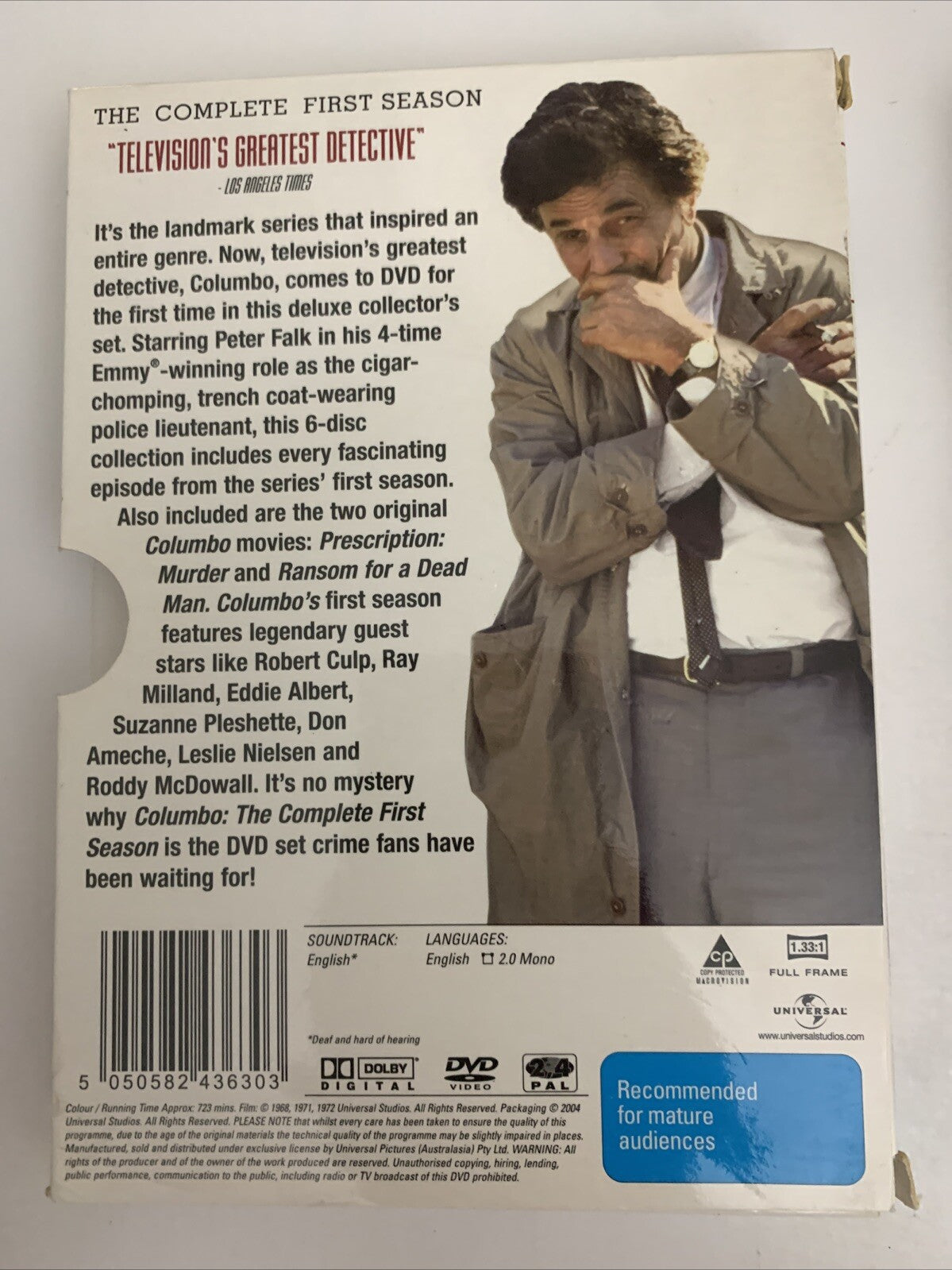 Columbo : The Complete Season 1 (DVD, 1972, 6-Disc) Peter Falk Region 4 &2