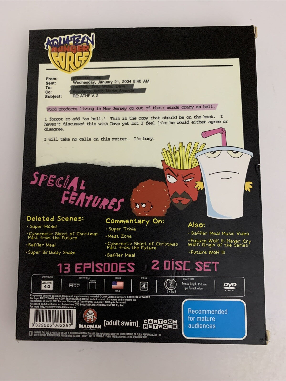 Aqua Teen Hunger Force : Volume 1 & 2 (DVD, 2000) Animation Region 4
