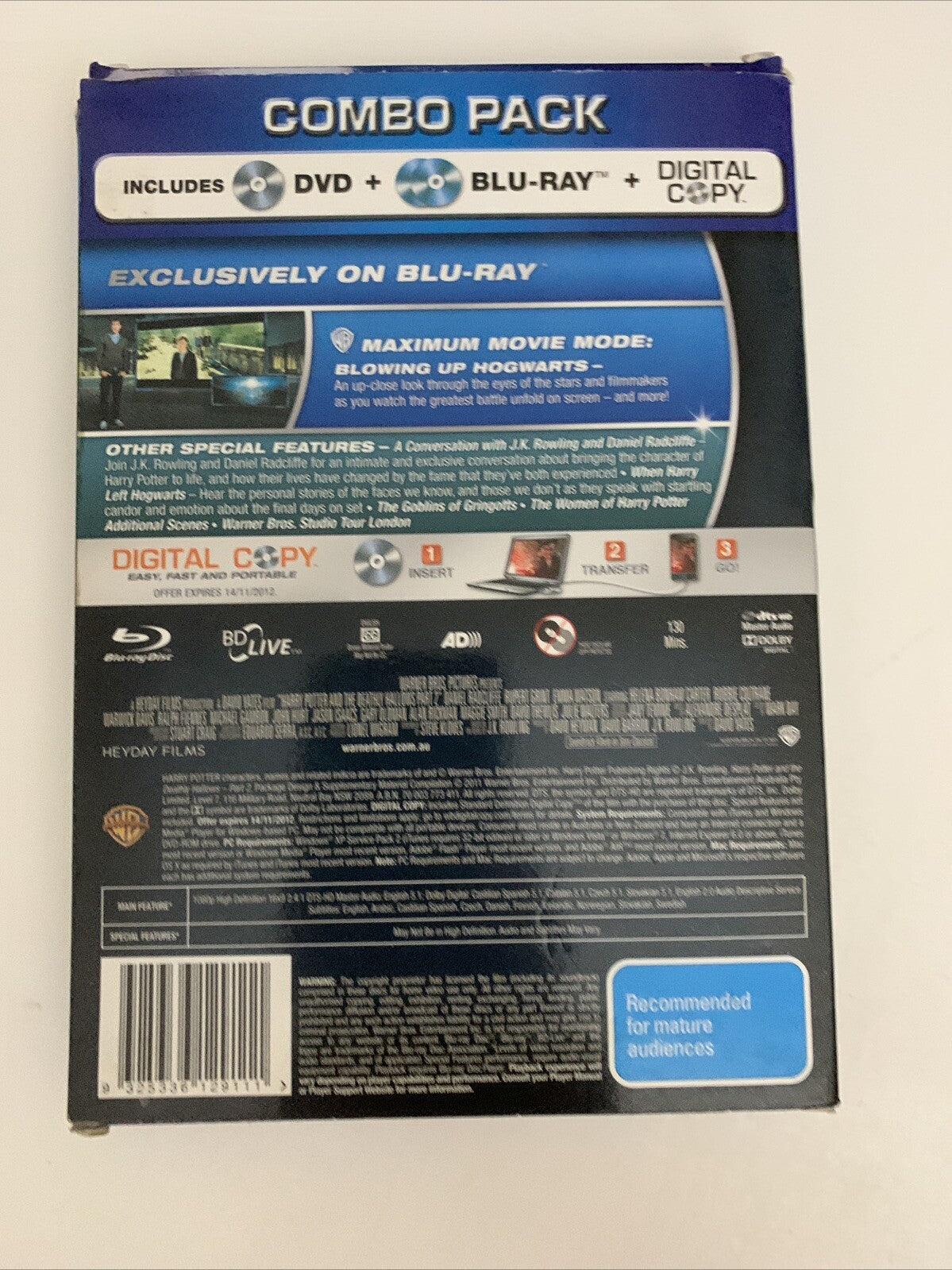Harry Potter And The Deathly Hallows : Part 2 (Blu-ray & DVD) Region B &4