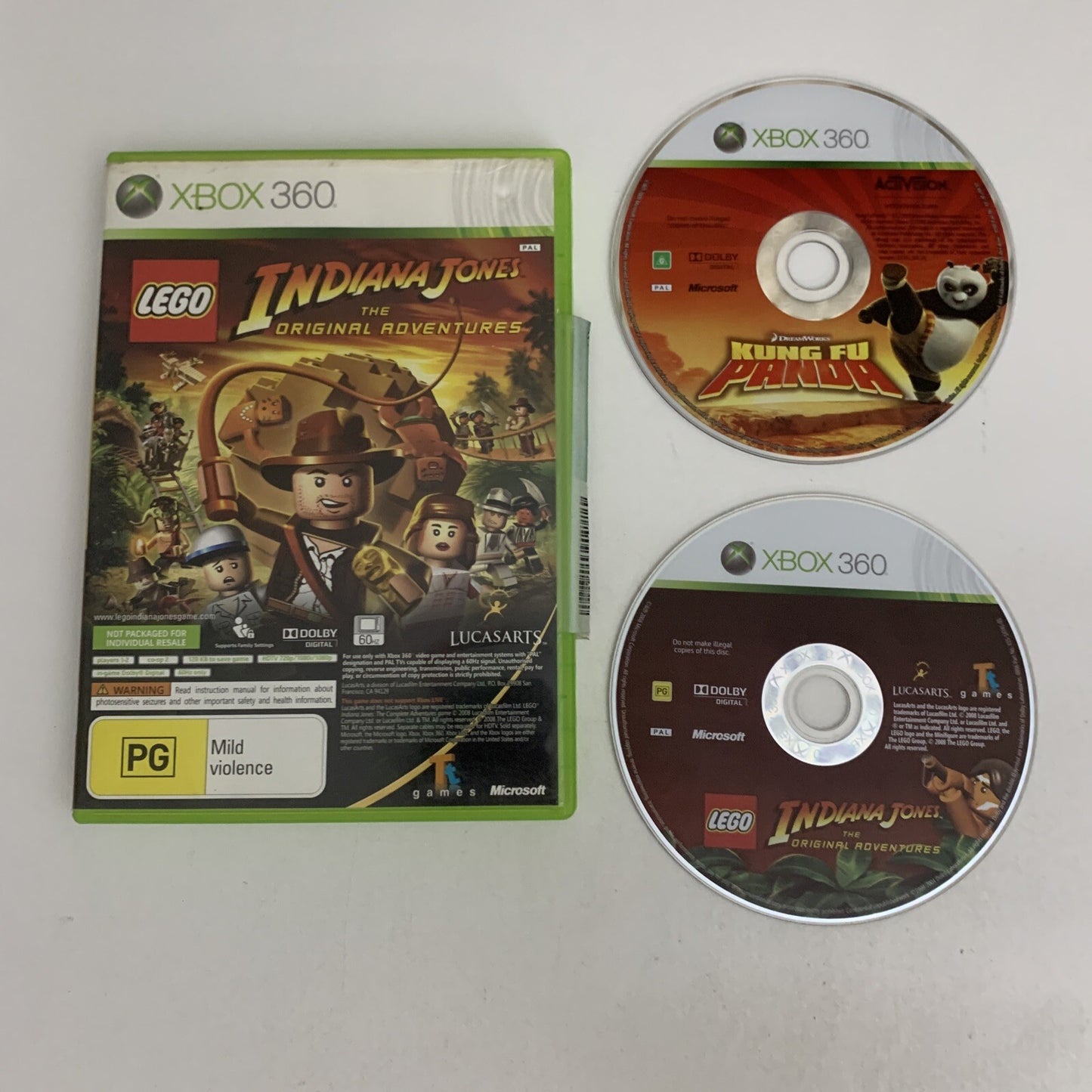 Indiana Jones + Kung Fu Panda Microsoft XBOX 360 PAL Double Pack Game