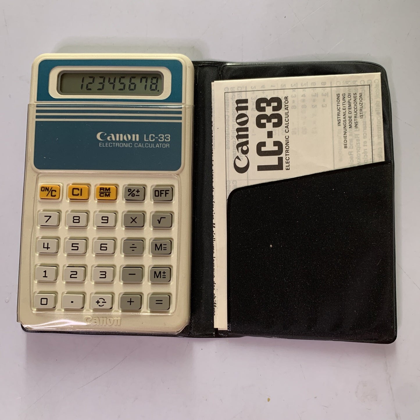 Canon LC-33 Calculator Vintage 1980's Made in Japan with Cover