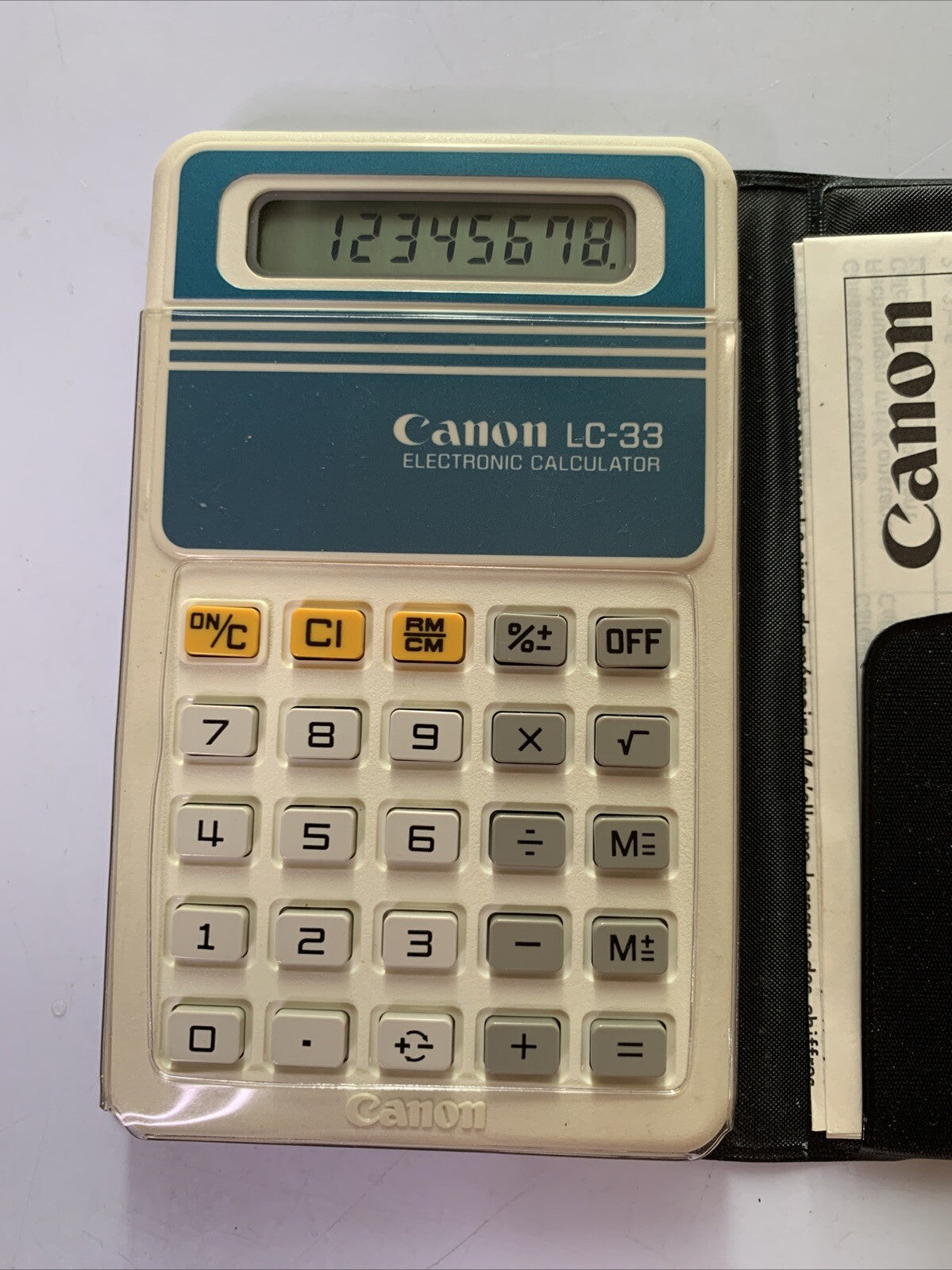 Canon LC-33 Calculator Vintage 1980's Made in Japan with Cover