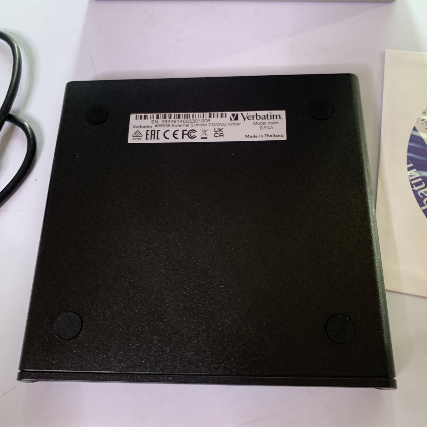 Verbatim External CD/DVD Writer Burner USB Powered Black