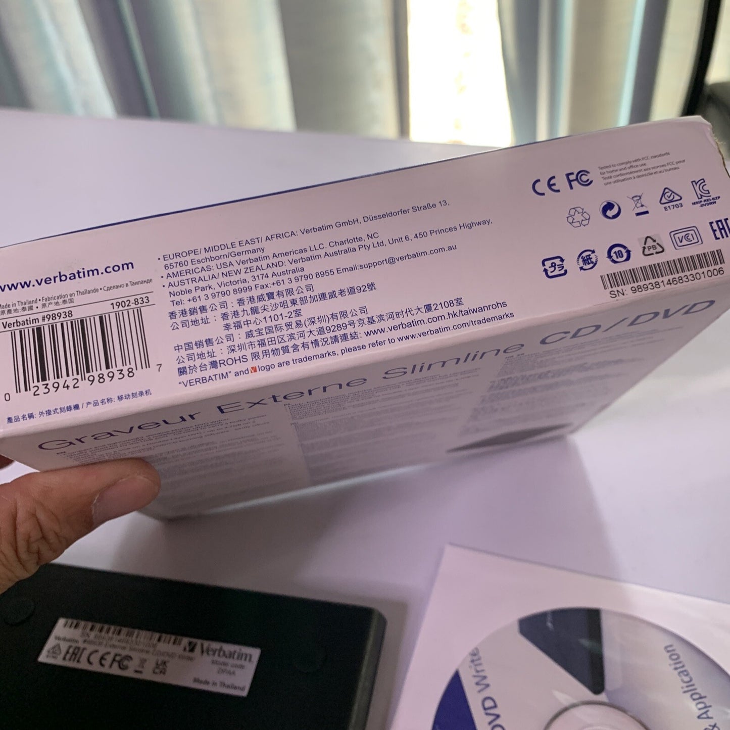 Verbatim External CD/DVD Writer Burner USB Powered Black