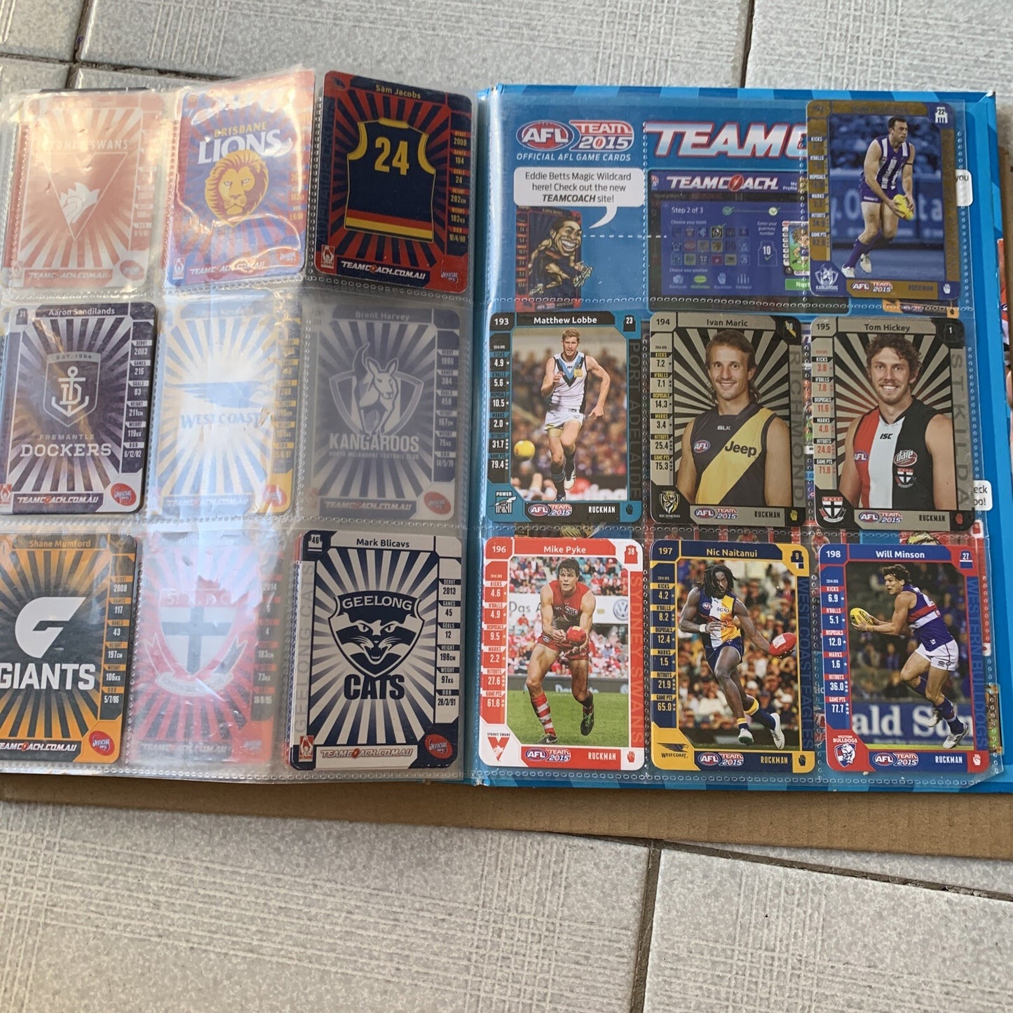 AFL Team 2015 Official Game Cards & Folder with Footy Cards